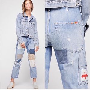 NWOT Free People Patched Carpenter Jeans 27
